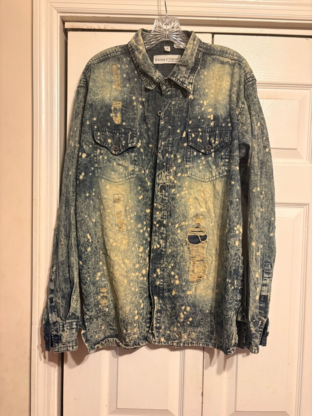 Revolution by Designs Bleach-Splatter Distressed Denim Shirt